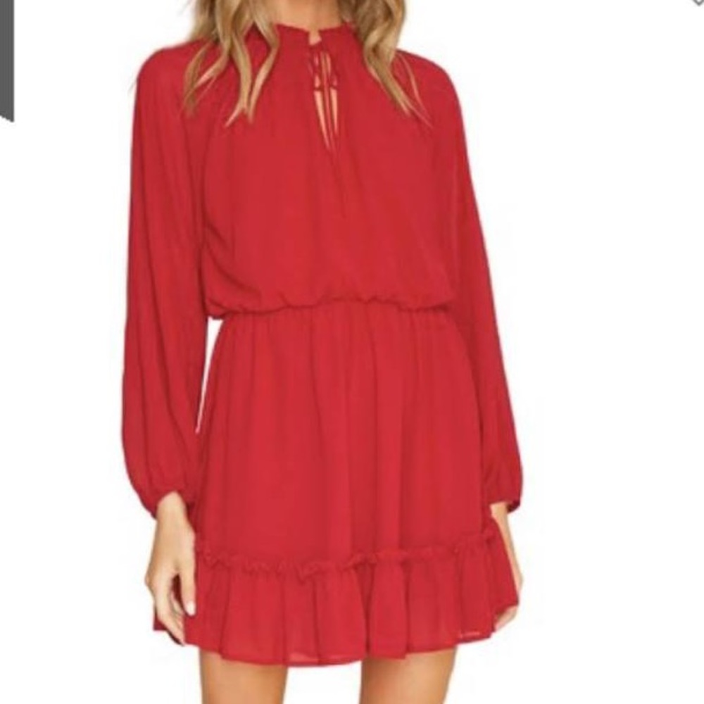 dee elly Cabarnet Coloured Long Sleeve Dress